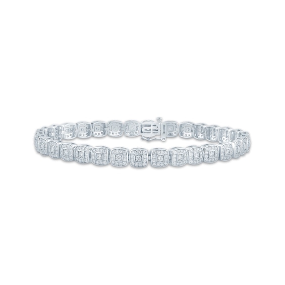 KAY Lab-Grown Diamonds Men's Halo Link Bracelet 3 ct tw Sterling Silver 8.5"