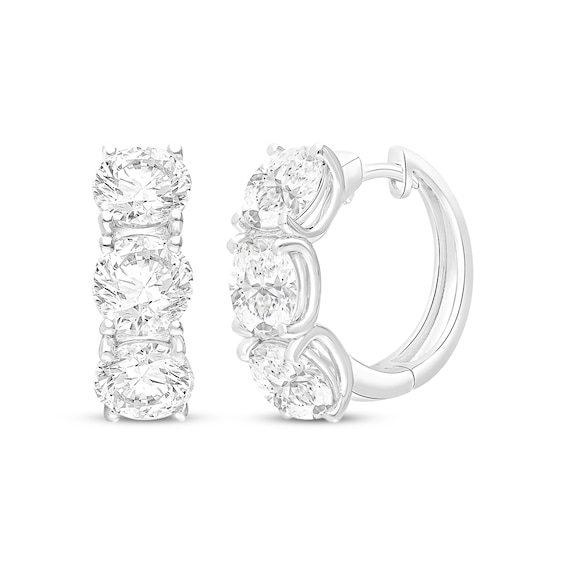 KAY Lab-Grown Diamonds Three-Stone Hoop Earrings 12 ct tw 14K White Gold