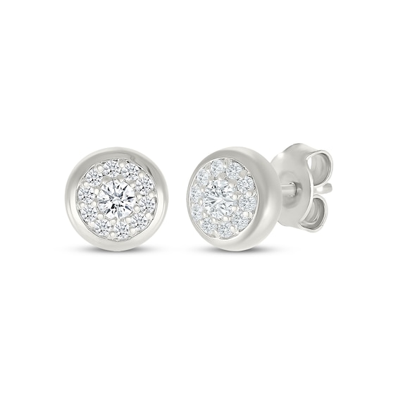 Diamond Halo Stud Earrings 1/4 ct tw 10K White Gold