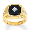 Thumbnail Image 0 of Men's Black Onyx Ring Diamond Accents 14K Yellow Gold