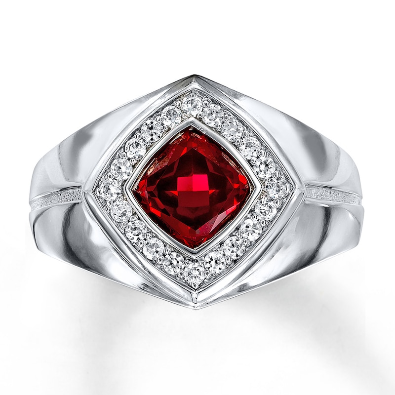 Men's Ring Lab-Created Ruby/Sapphire Sterling Silver