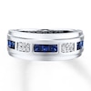 Thumbnail Image 2 of Men's Sapphire Ring 1/10 ct tw Diamonds 10K White Gold