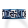 Men's Cross Band Stainless Steel/Blue Ion-Plating 10mm