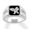 Thumbnail Image 0 of Men's Black Onyx Eagle Ring 1/20 ct tw Diamonds 10K White Gold