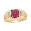 Thumbnail Image 0 of Men's Lab-Created Ruby & Diamond Ring 10K Yellow Gold