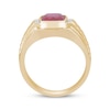 Thumbnail Image 1 of Men's Lab-Created Ruby & Diamond Ring 10K Yellow Gold