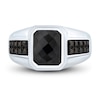 Thumbnail Image 2 of Men's Black Onyx & Black Diamond Ring 1/4 ct tw Round-cut 10K White Gold
