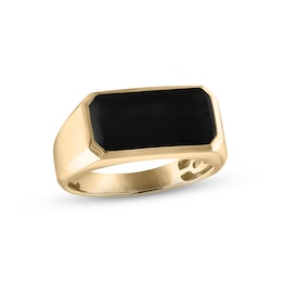 Men's Black Onyx Ring 10K Yellow Gold