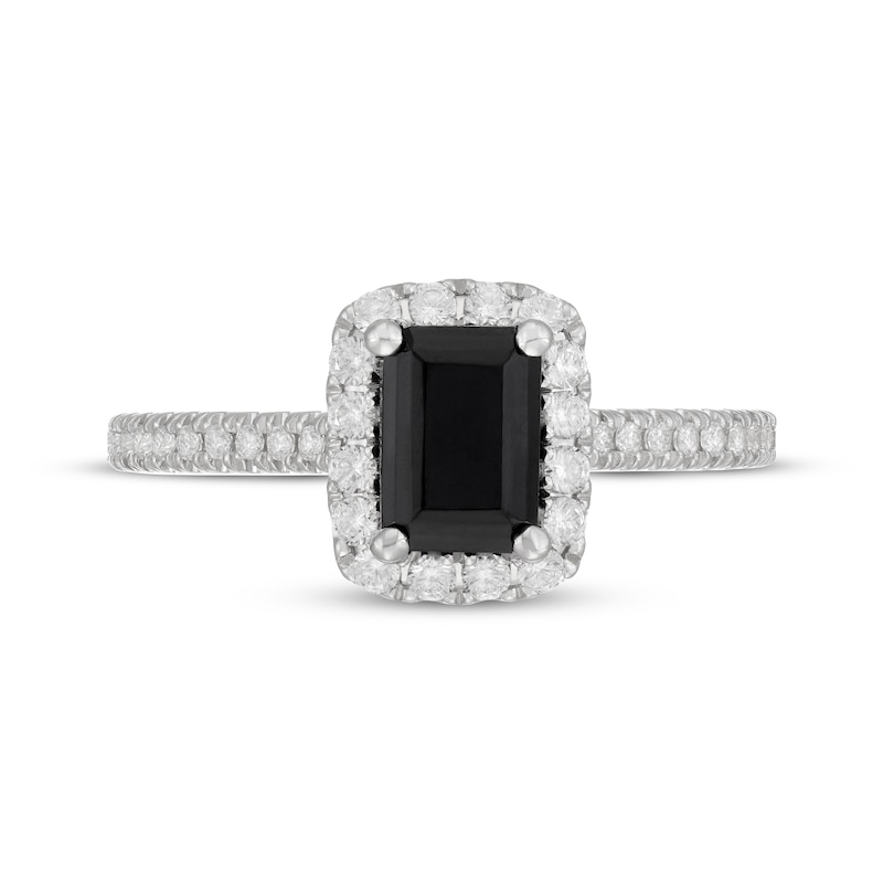 Main Image 3 of Neil Lane Emerald-Cut Black Diamond & White DIamond Engagement Ring 1-1/2 ct tw 14K White Gold