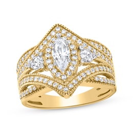 Adore Marquise-Cut & Round-Cut Diamond Engagement Ring 1 ct tw 14K Yellow Gold