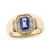 Thumbnail Image 0 of Men’s Emerald-Cut Tanzanite & Diamond Ring 1/3 ct tw 10K Yellow Gold