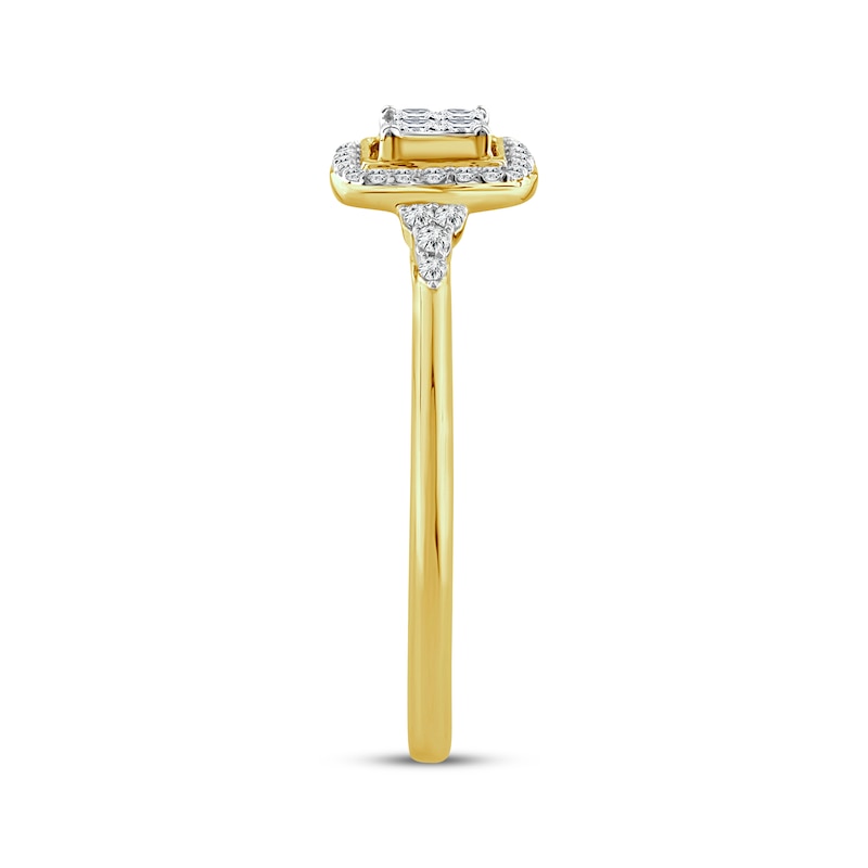 Princess & Round-Cut Diamond Promise Ring 1/5 ct tw 10K Yellow Gold