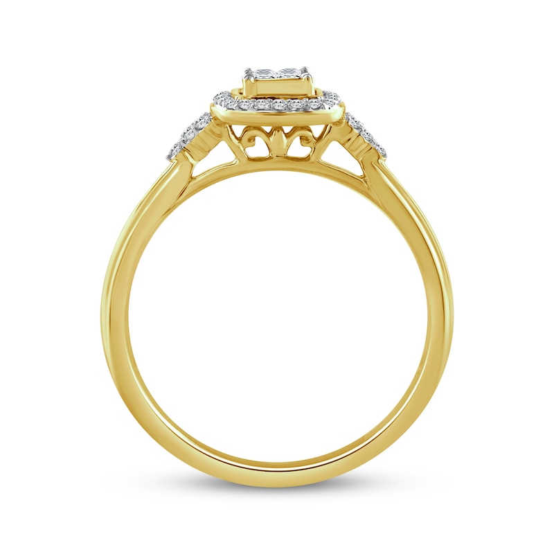 Princess & Round-Cut Diamond Promise Ring 1/5 ct tw 10K Yellow Gold