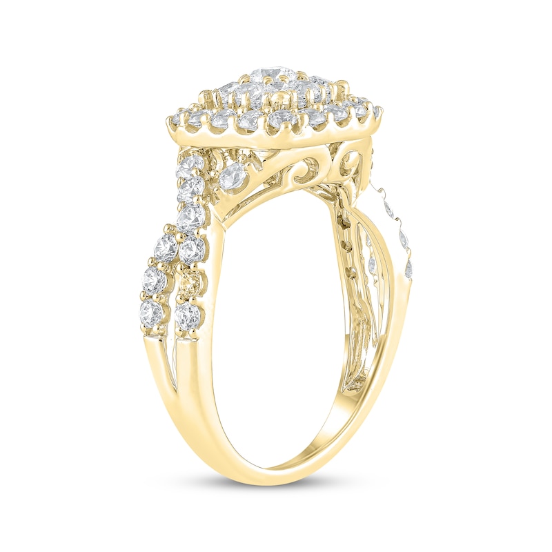 Main Image 2 of Adore Round-Cut Diamond Cushion Frame Engagement Ring 1-1/2 ct tw 10K Yellow Gold