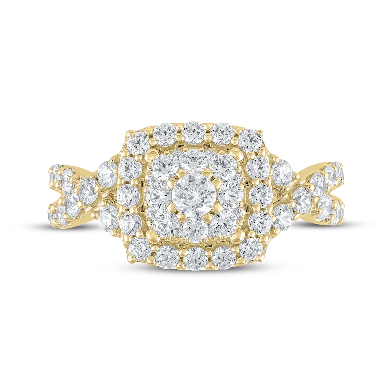 Main Image 3 of Adore Round-Cut Diamond Cushion Frame Engagement Ring 1-1/2 ct tw 10K Yellow Gold