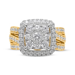 Multi-Diamond Center Cushion-Frame Engagement Ring 2 ct tw 14K Yellow Gold