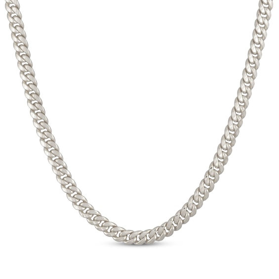 Cuban Curb Chain Necklace 6.8mm Hollow 10K White Gold 22"