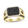 Thumbnail Image 1 of Men's Black & White Diamond Ring 1 ct tw 10K Yellow Gold