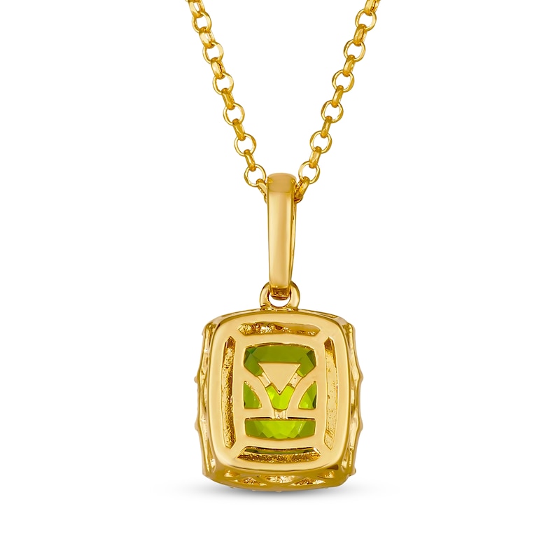 Le Vian Cushion-Cut Peridot Necklace 1/3 ct tw Diamonds 14K Honey Gold 19"