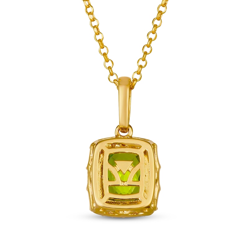 Main Image 3 of Le Vian Cushion-Cut Peridot Necklace 1/3 ct tw Diamonds 14K Honey Gold 19"
