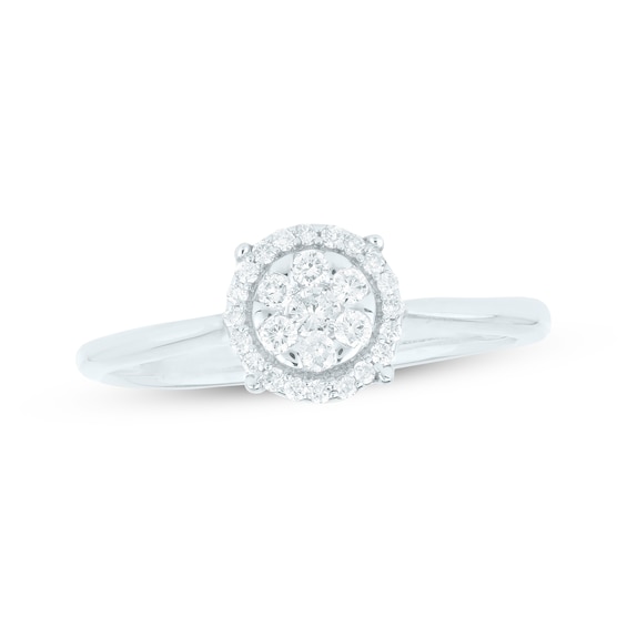 Multi-Diamond Halo Engagement Ring 1/5 ct tw 14K White Gold
