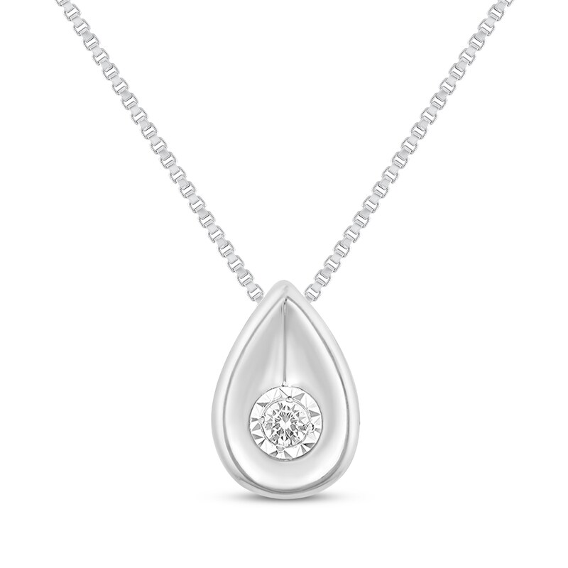 Diamond Solitaire Teardrop Necklace 1/20 ct tw Sterling Silver 18