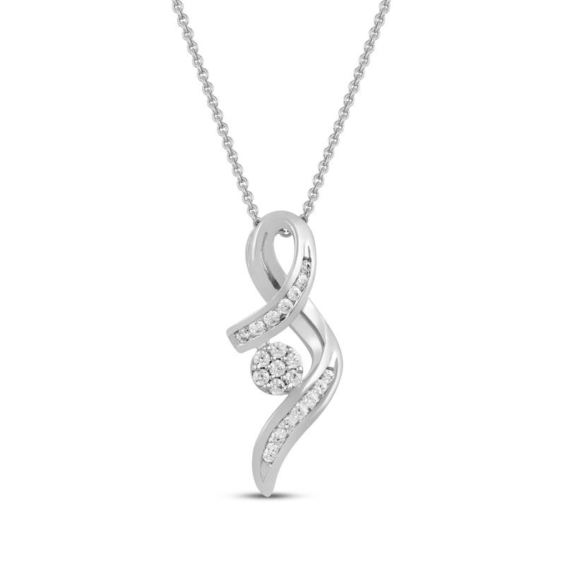 Multi-Diamond Swirl Necklace 1/4 ct tw Sterling Silver