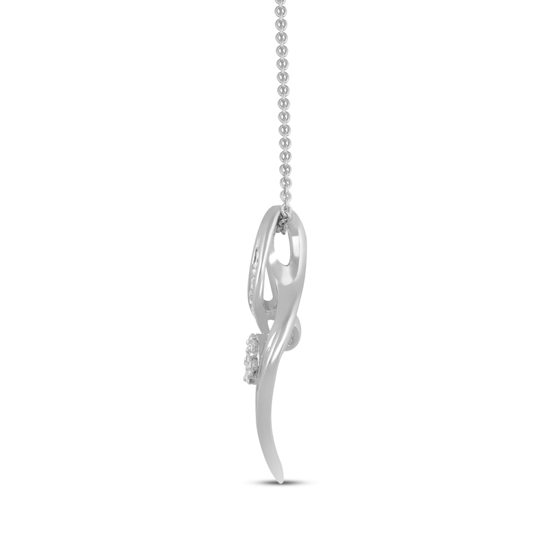 Multi-Diamond Swirl Necklace 1/4 ct tw Sterling Silver