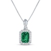 Thumbnail Image 0 of Emerald-Cut Lab-Created Emerald & White Lab-Created Sapphire Necklace Sterling Silver 18"