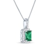 Thumbnail Image 2 of Emerald-Cut Lab-Created Emerald & White Lab-Created Sapphire Necklace Sterling Silver 18"