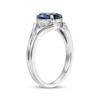 Thumbnail Image 2 of Oval-Cut Blue Lab-Created Sapphire & White Lab-Created Sapphire Ring Sterling Silver
