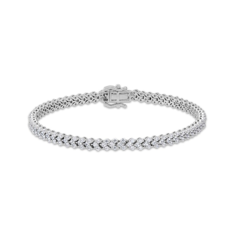 Diamond Chevron Trios Link Bracelet 3-1/2 ct tw 10K White Gold 7"