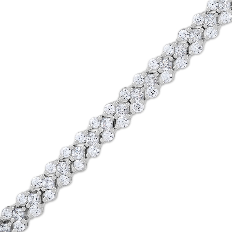 Main Image 2 of Diamond Chevron Trios Link Bracelet 3-1/2 ct tw 10K White Gold 7"