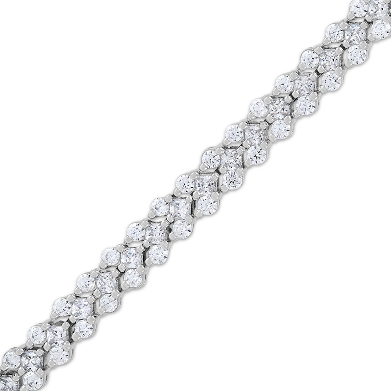 Diamond Chevron Trios Link Bracelet 3-1/2 ct tw 10K White Gold 7"