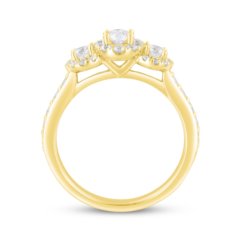 Main Image 3 of Memories, Moments, Magic Oval-Cut Diamond Three-Stone Engagement Ring 1 ct tw 14K Yellow Gold