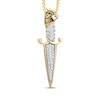 Thumbnail Image 1 of Men's Black & White Diamond Dragon Head Dagger Necklace 3/8 ct tw 10K Yellow Gold 22"