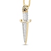 Thumbnail Image 2 of Men's Black & White Diamond Dragon Head Dagger Necklace 3/8 ct tw 10K Yellow Gold 22"
