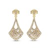 Thumbnail Image 2 of Baguette & Round-Cut Multi-Diamond Drop Earrings 5/8 ct tw 14K Yellow Gold