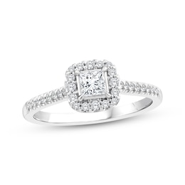 Adore Princess-Cut Diamond Halo Engagement Ring 1/2 ct tw 10K White Gold