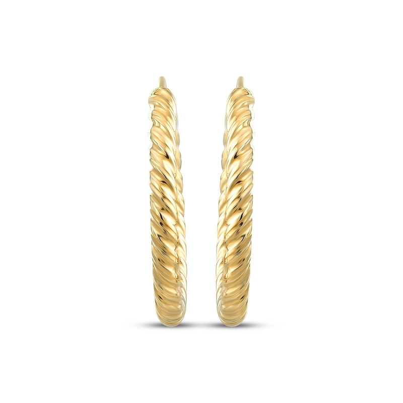 Main Image 2 of Hollow Twist Hoop Earrings 18mm 14K Yellow Gold