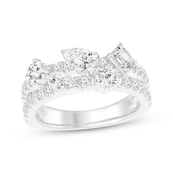 All You Are Multi-Shape Lab-Grown Diamond Two-Row Ring 1-1/2 ct tw 14K White Gold