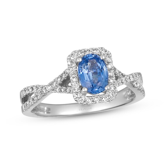 Le Vian Oval-Cut Blue Sapphire Ring 1/3 ct tw Diamonds 14K Vanilla Gold