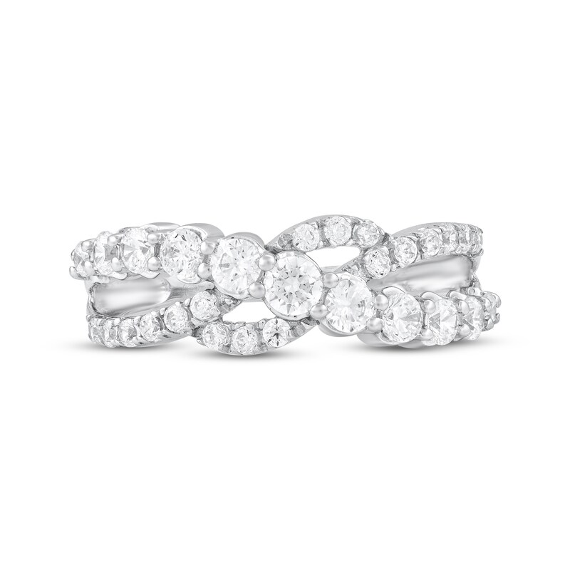 Main Image 3 of Diamond Crossover Curve Fashion Ring 1 ct tw 10K White Gold