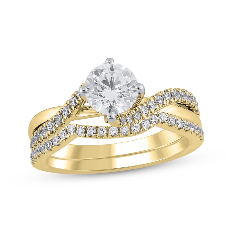 Main Image 1 of Adore Round-Cut Diamond Bridal Set 1-3/8 ct tw 18K Yellow Gold