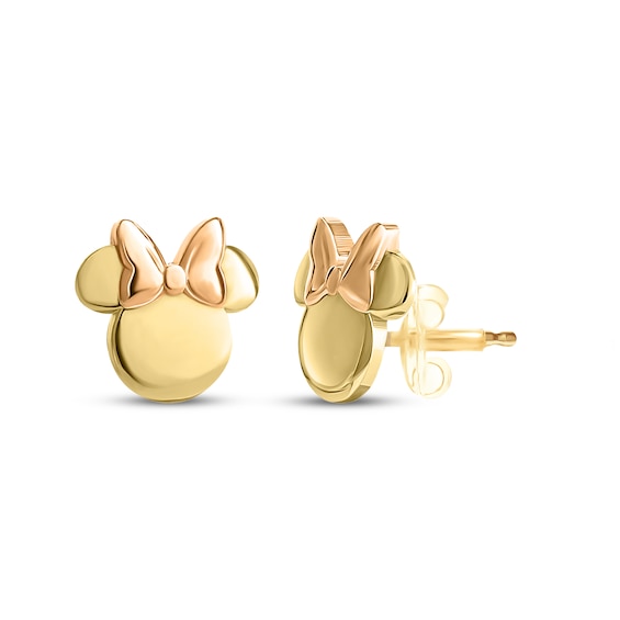 Children's Minnie Mouse Stud Earrings 14K Two-Tone Gold