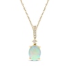Thumbnail Image 1 of Oval-Cut Opal & Diamond Necklace 1/10 ct tw 10K Yellow Gold 18"