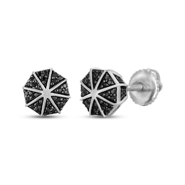 Men's Black Diamond Octagon Stud Earrings 1/4 ct tw Sterling Silver
