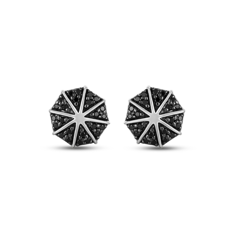 Main Image 2 of Men's Black Diamond Octagon Stud Earrings 1/4 ct tw Sterling Silver