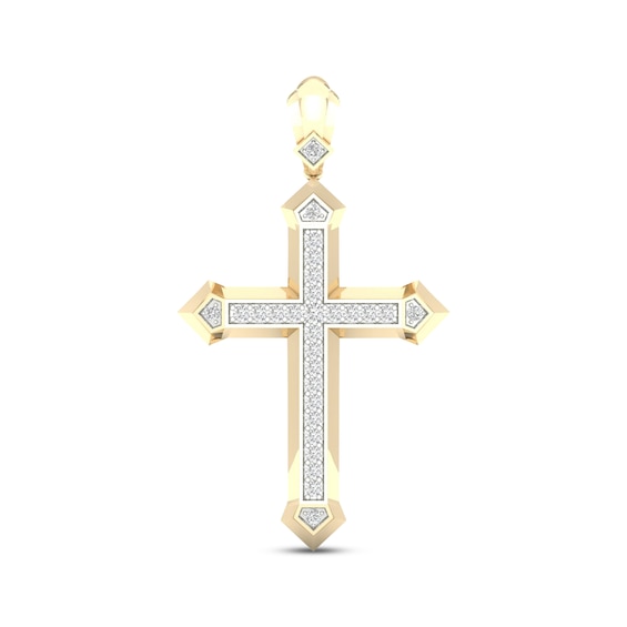 Men's Diamond Pointed Cross Charm 1 ct tw 10K Yellow Gold