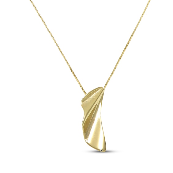 Wavy Wing Necklace 10K Yellow Gold 18"